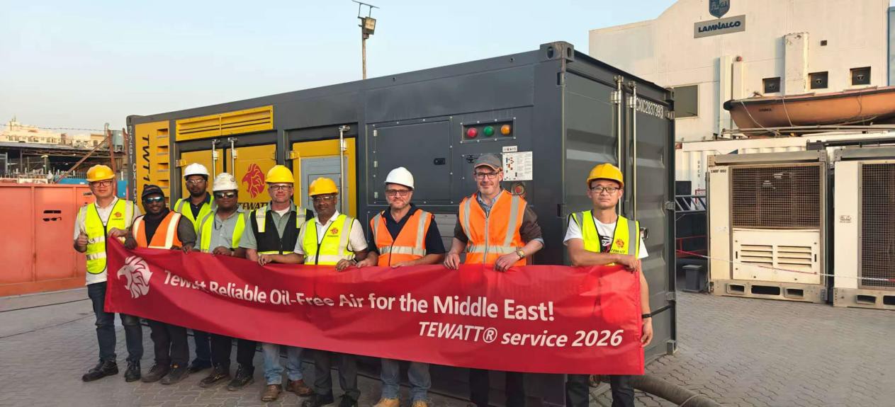 Compressore d'aria 100% oil-free TEWATT consegnato con successo in Medio Orie...